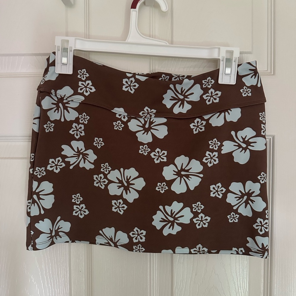 H&M Brown Floral Mini Skirt
